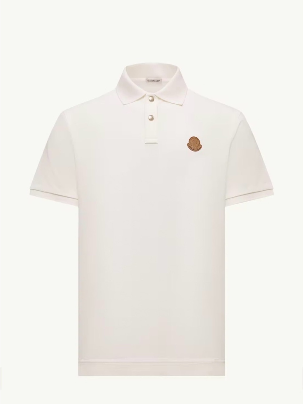 Moncler Cream Polo with Brown Logo Patch